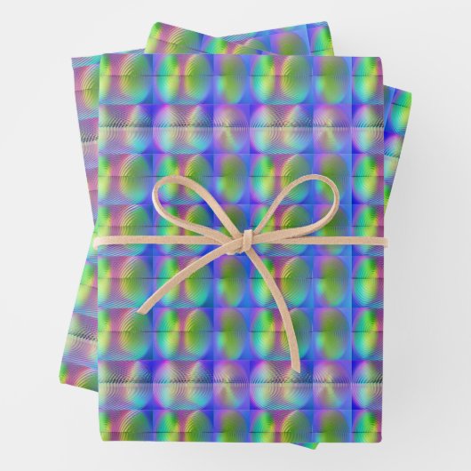 Cooles Holografisches Vaporwave Fingerabdruckmuste Geschenkpapier Set (Beispiel)