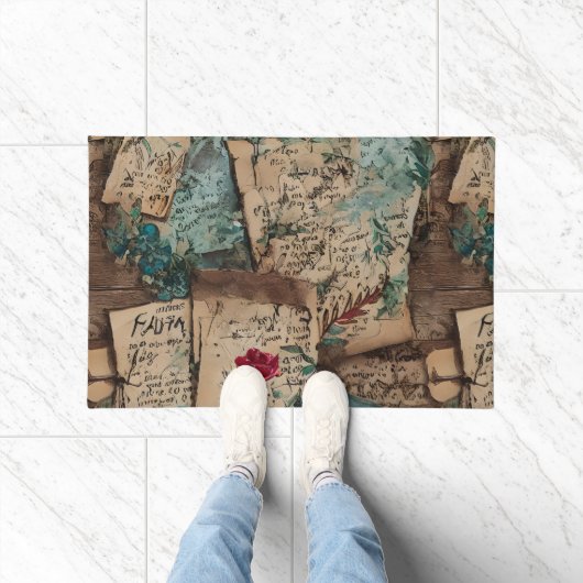 Cooles Holz und altes Papier Rustikaler Kunststil Fußmatte (Indoor)