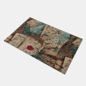 Cooles Holz und altes Papier Rustikaler Kunststil Fußmatte (Schrägansicht)