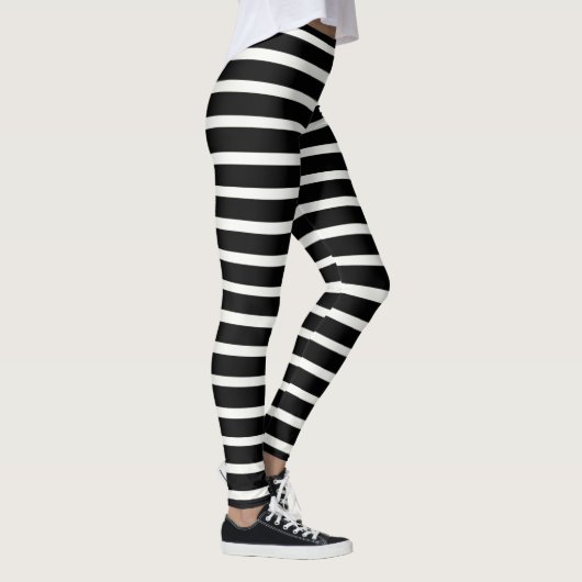 Cooles horizontales Schwarzweiss-gestreiftes Leggings (Rechts)