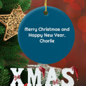 Cooles Hundepiloten-Foto, Frohe Weihnachten, Perso Keramik Ornament