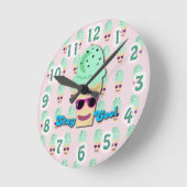 Cooles Ice Cream Cone Niedlicher Cartoon Runde Wanduhr (Winkel)