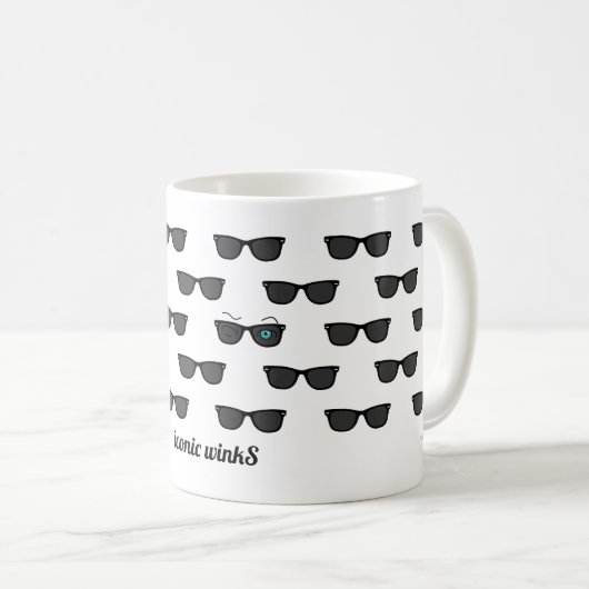 Cooles ikonisches Wink S Black Sunglasses Muster Kaffeetasse (VorderseiteRechts)