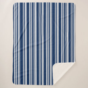 Cooles Indigo und weiße moderne Streifen Sherpadecke