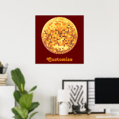 Cooles individuelles Retro Goldene Diskothek Ball Poster (Heimbüro)