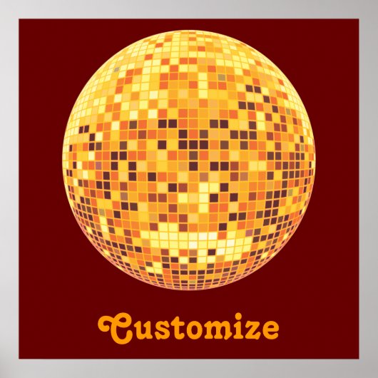 Cooles individuelles Retro Goldene Diskothek Ball Poster (Vorne)
