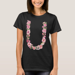 Cooles initiales Alphabet-Monogramm Blumen Floral T-Shirt