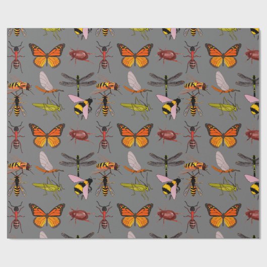 COOLES INSEKT GRAUES MATTverpackungs-Papier Geschenkpapier (Flach)