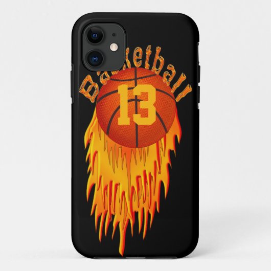 Cooles iPhone 5 Hüllen für Jungen, Flaming Basketb (Rückseite)