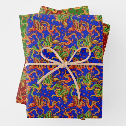 cooles japanisches Drachenmuster Geschenkpapier Set (Beispiel)