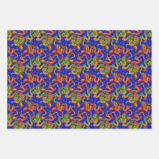 cooles japanisches Drachenmuster Geschenkpapier Set (Vorderseite)