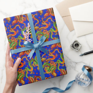 cooles japanisches Drachenschild mit Party Geschenkpapier
