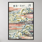 Cooles japanisches Vintages Ukiyo-e-Gebirgsfeld Poster (Vorne)