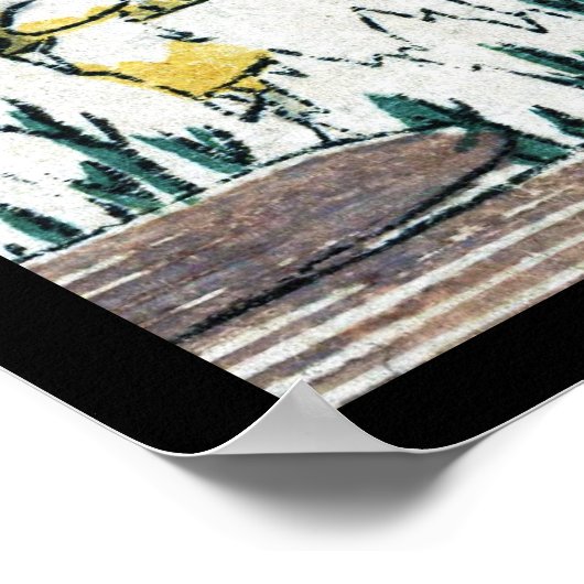 Cooles japanisches Vintages Ukiyo-e-Gebirgsfeld Poster (Ecke)