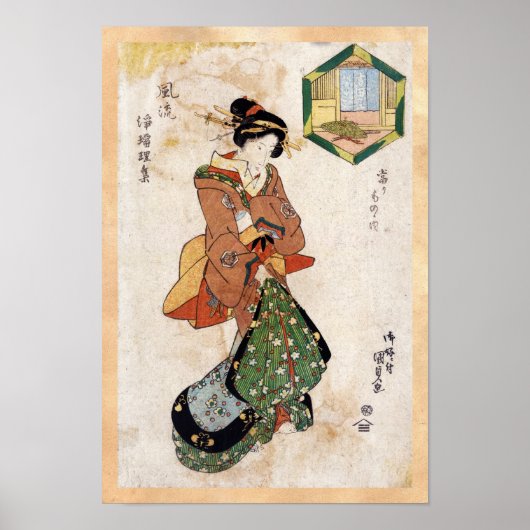 Cooles japanisches Vintages Ukiyo-e-geisha Poster (Vorne)