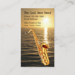 Cooles Jazz-Sonnenuntergangsaxophone-Thema Visitenkarte