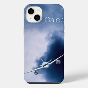 Cooles Jetflugzeug fliegt am Himmel Pilot schmaler iPhone Hülle