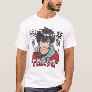 Cooles Junge Comic mit japanischer Übersetzung Tok T-Shirt
