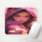 Cooles junges Mädchen auf einer dicken Laptop Mousepad (Mit Mouse)