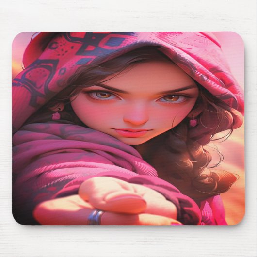 Cooles junges Mädchen auf einer dicken Laptop Mousepad (Vorne)
