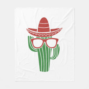 Cooles Kakteen-Maskottchen mit Sombrero-Hut und Br Fleecedecke