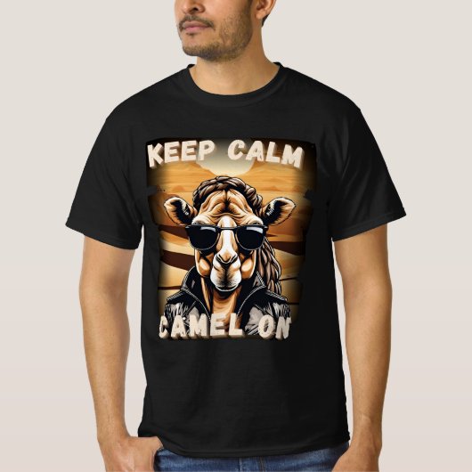 Cooles Kamel 'Keep Calm Camel On' T-Shirt (Vorderseite)