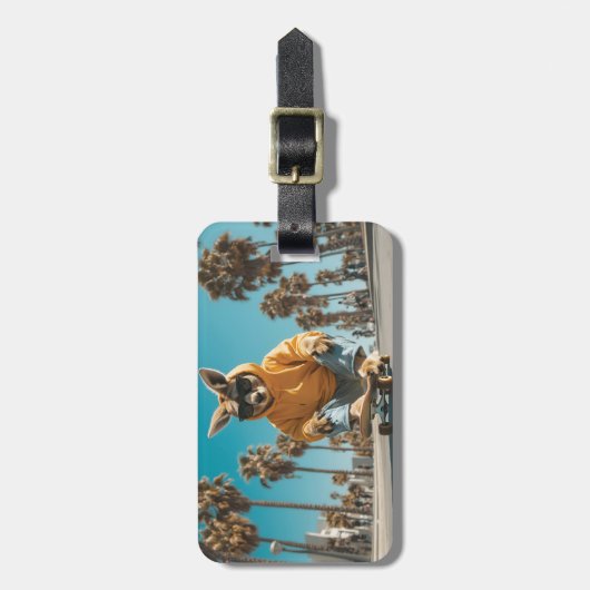 Cooles Kangaroo in Sonnenbrille auf einem Skateboa Gepäckanhänger (Vorderseite vertikal)