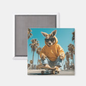 Cooles Kangaroo in Sonnenbrille auf einem Skateboa Magnet (Vorderseite/Rückseite)