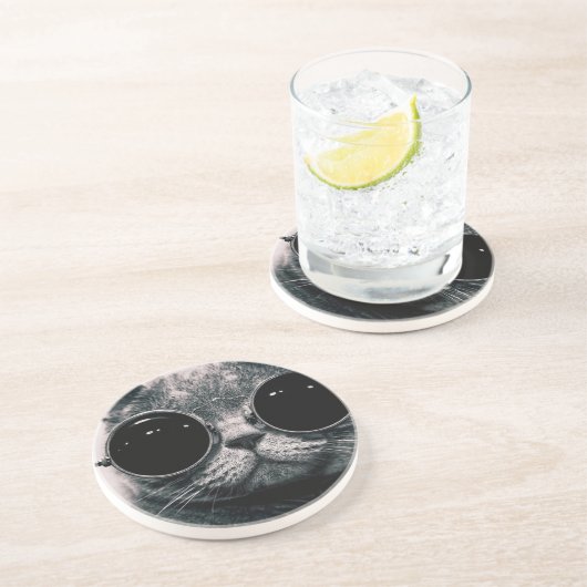 cooles Katze kool kat mit Schatten Getränkeuntersetzer (Seite)