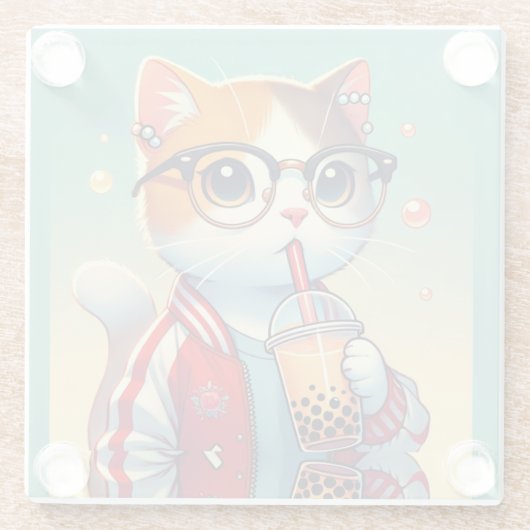 Cooles Katzen-Trinkboba Glasuntersetzer (Rückseite)