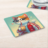 Cooles Katzen-Trinkboba Rechteckiger Pappuntersetzer (angewinkelt)