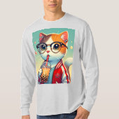 Cooles Katzen-Trinkboba T-Shirt (Vorderseite)