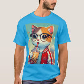 Cooles Katzen-Trinkboba T-Shirt (Vorderseite)