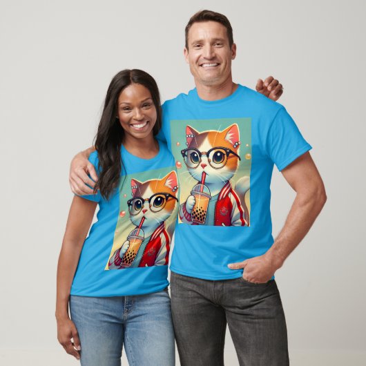 Cooles Katzen-Trinkboba T-Shirt (Unisex)