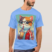 Cooles Katzen-Trinkboba T-Shirt (Vorderseite)