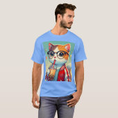 Cooles Katzen-Trinkboba T-Shirt (Vorne ganz)