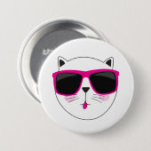 Cooles Katzengesicht mit rosa Sonnenbrille Niedlic Button (Vorne & Hinten)