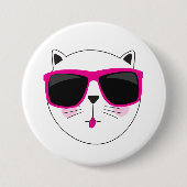 Cooles Katzengesicht mit rosa Sonnenbrille Niedlic Button (Vorderseite)