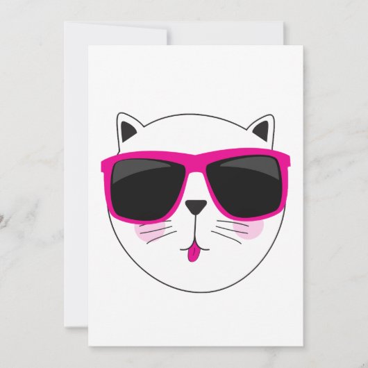 Cooles Katzengesicht mit rosa Sonnenbrille Niedlic Einladung (Vorderseite)