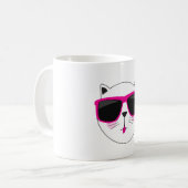 Cooles Katzengesicht mit rosa Sonnenbrille Niedlic Kaffeetasse (Vorderseite Links)