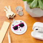 Cooles Katzengesicht mit rosa Sonnenbrille Niedlic Schlüsselanhänger