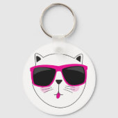 Cooles Katzengesicht mit rosa Sonnenbrille Niedlic Schlüsselanhänger (Rückseite)