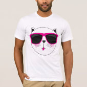 Cooles Katzengesicht mit rosa Sonnenbrille Niedlic T-Shirt (Vorderseite)