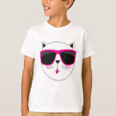 Cooles Katzengesicht mit rosa Sonnenbrille Niedlic T-Shirt (Vorderseite)