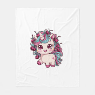 Cooles kawaii Einhorn mit Kirschen Langarm T-Shirt Fleecedecke