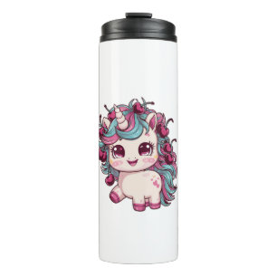 Cooles Kawaii Einhorn mit Kirschen Langschläfchen  Thermosbecher
