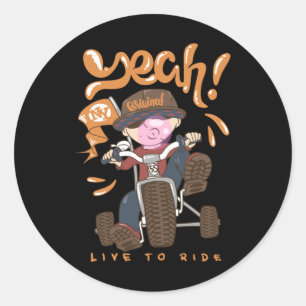 Cooles Kind auf dem Fahrrad Runder Aufkleber