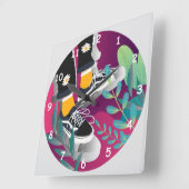 Cooles Kind mit Tennisschuhen nur abkühlen Quadratische Wanduhr (Winkel)