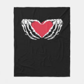 Cooles klassisches Funny Skeleton Handherz - Valen Fleecedecke (Vorderseite)