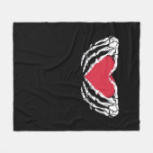 Cooles klassisches Funny Skeleton Handherz - Valen Fleecedecke (Vorderseite (Horizontal))